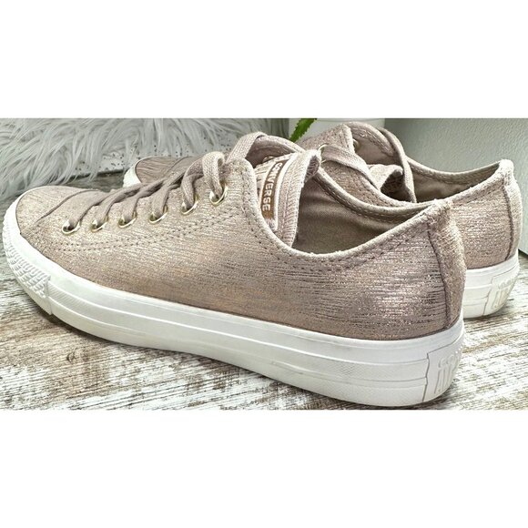 Converse CTAS Precious Metal Suede Lo Shoe Sneaker Women's 8 Taupe Metallic - Picture 3 of 13